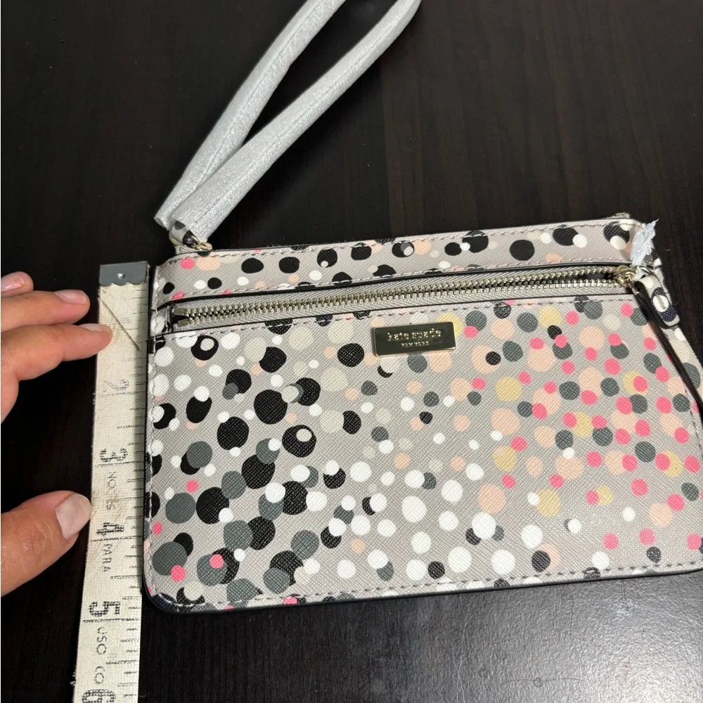 Kate Spade Gray and Pink Wristlet Shore Street Soiree Dot Tinie